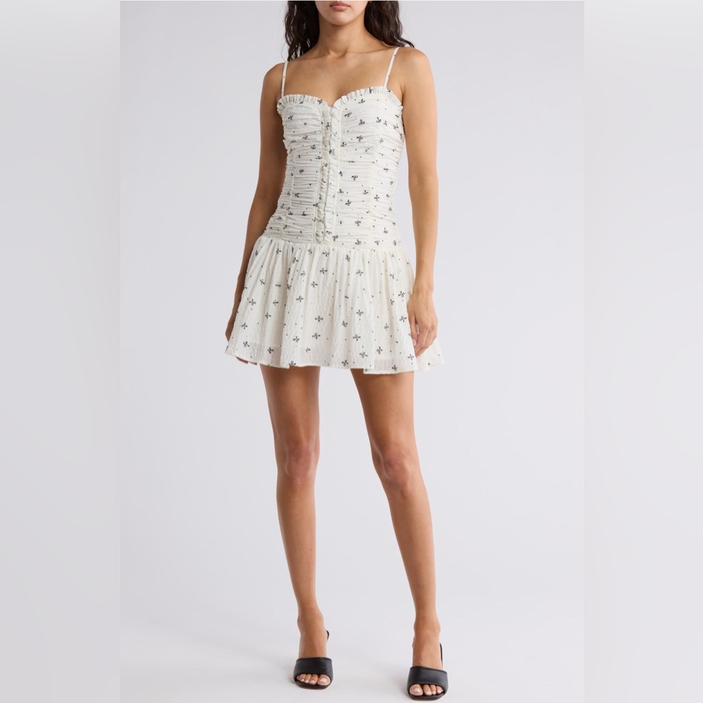Lush Bow Print Drop Waist Minidress